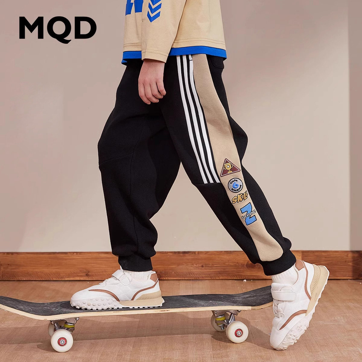 MQD马骑顿男童春季加绒运动裤图片