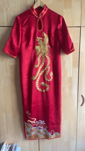 手工旗袍定制 妈妈婚宴礼服高端刺绣红旗袍 2025夏新娘婆婆喜服