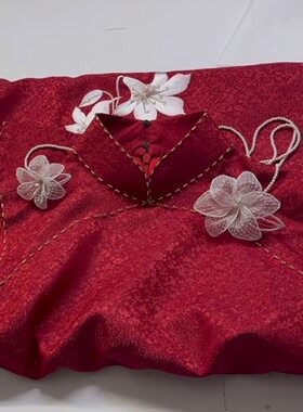 中式婚服旗袍定制 百年好合 立体绣花珠绣 重磅真丝新娘礼服定做