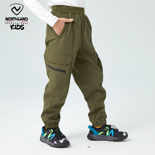 诺诗兰男童软壳裤三防加绒运动裤