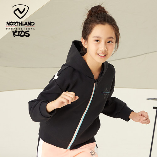 诺诗兰女童春秋季开衫连帽卫衣