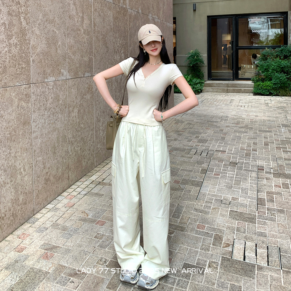 七哥viki 肯豆松弛感 莱赛尔+糯感精棉 立体挺阔感夏日口袋弯刀裤