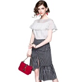 时尚 奈昕个性 化私人订制130385卍夏季 气质不规则裙百搭上衣两件套