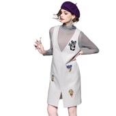 化私人订制 124860 日系风开叉正品 奈昕个性 潮高领两件套少女装 连