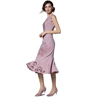 new 101228 dress 韩版 中 奈昕个性 淑女风包臀鱼尾无袖 化私人订制