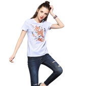 圆领舒适龄时尚 奈昕个性 气质绣 短袖 正品 化私人订制126938 女新款