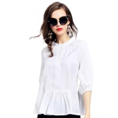 blouse纯色时尚 奈昕个性 夏款 休闲宽松潮流衬衫 化私人定制 116411