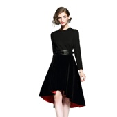 奈昕个性 前短后长通勤主持连衣裙 燕尾礼服长袖 化私人订制 37707