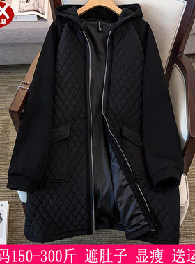 胖mm宽松休闲显瘦长款棉服外套