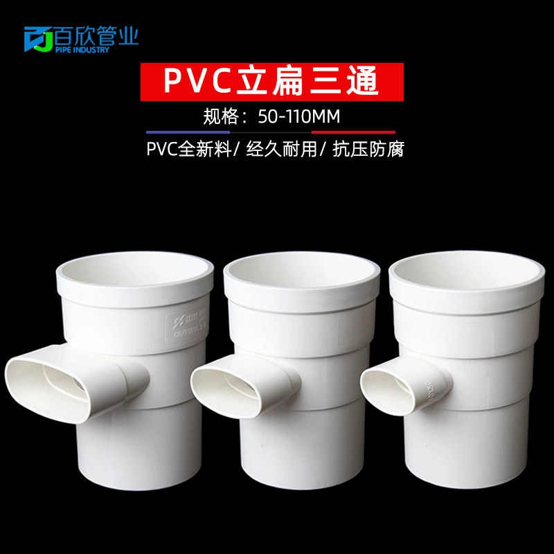 PVC立扁三通圆转扁三通管扁立口图片