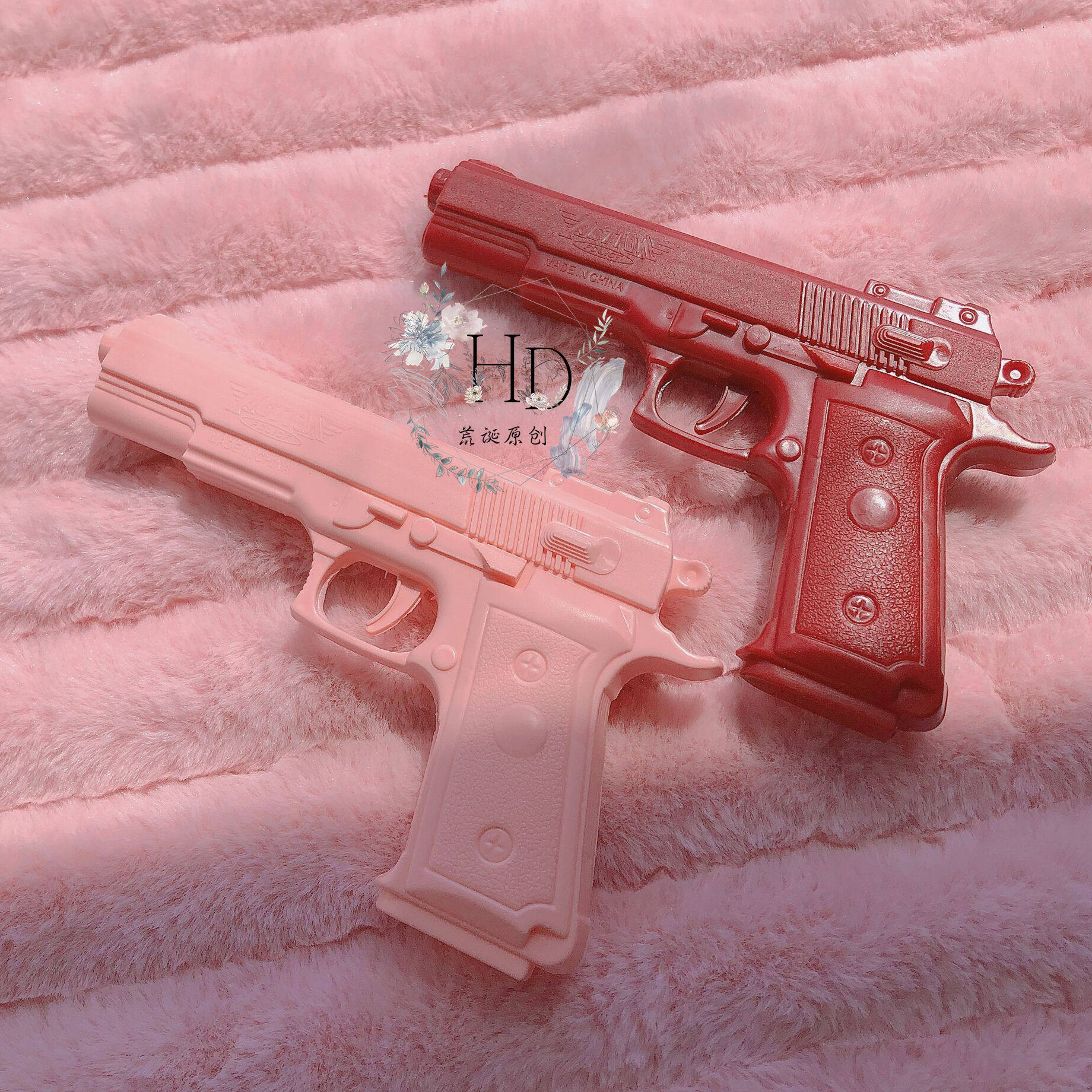 军lolita甜呲小物软硬妹手作玫瑰红粉色枪原宿cos道具土酷暗黑jk