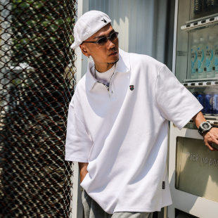 Acusa拼格子Polo长短袖 T恤盾牌标重磅朱地空气棉宽松肥大春夏百搭