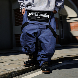 蓝工 休闲 粗纺帆布重磅硬挺质感背带长裤 宽松款 男 ACUSA 式 美式