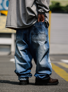 ACUSA JEANS美式街头嘻哈633版型双子系列合折线立体刺绣牛仔长裤