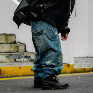 型牛仔裤 ACUSAJEANS 633版 休闲千禧时期重度洗水破坏风格 男 美式