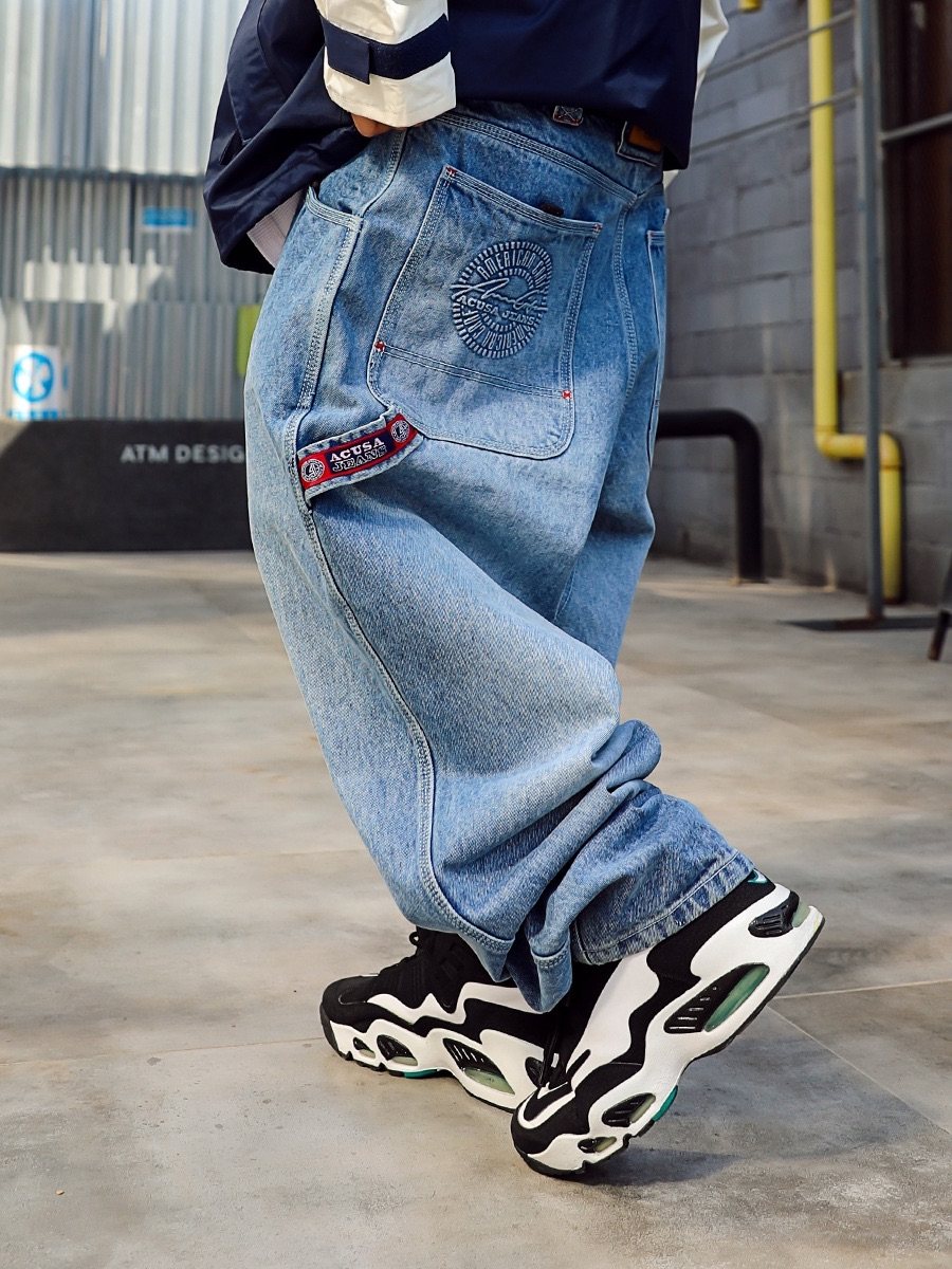 ACUSA JEANS 633版型工装重磅长裤压花洗水肥大牛仔裤裤牛仔男