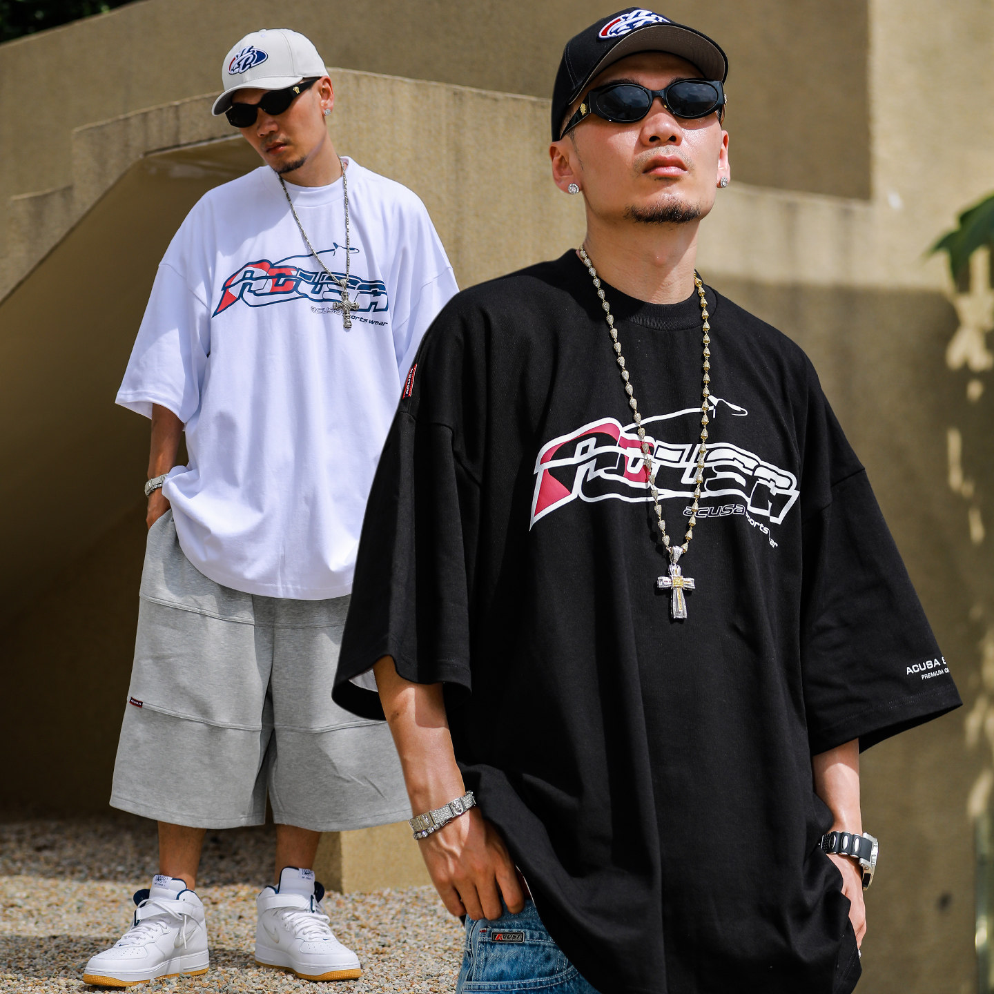 acusa短袖复古飞船印花T恤春夏季