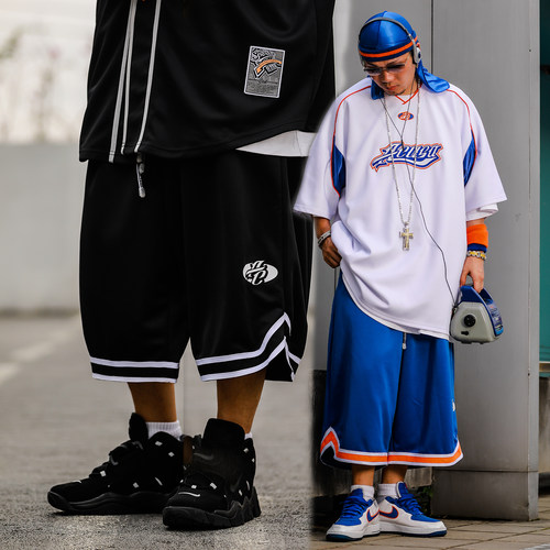 六分裤宽大版型街头运动短裤