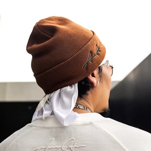 ACUSA HipHop街头复古logo刺绣毛线帽刺绣logo百搭帽子秋冬情侣款