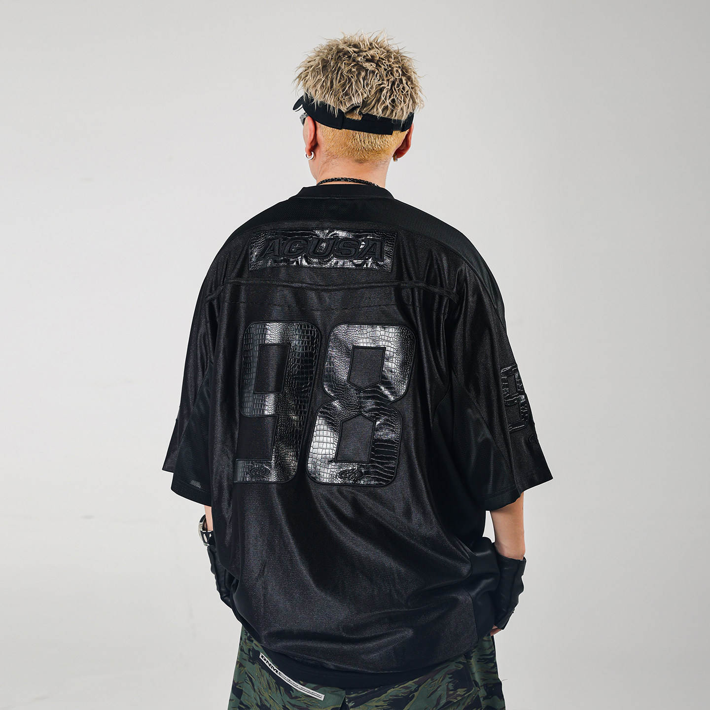 美式休闲街头嘻哈拼仿鳄鱼纹球衣