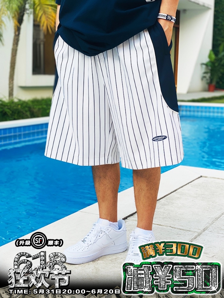 <!--ACUSA SPORTS复古棒球条纹球裤短裤中长裤型宽大廓形设计DOY-05-->