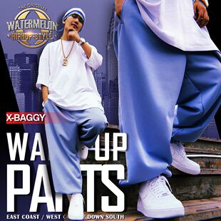 90s街头肥大休闲网眼布热身裤 男 美式 Hiphop嘻哈街舞说唱运动长裤