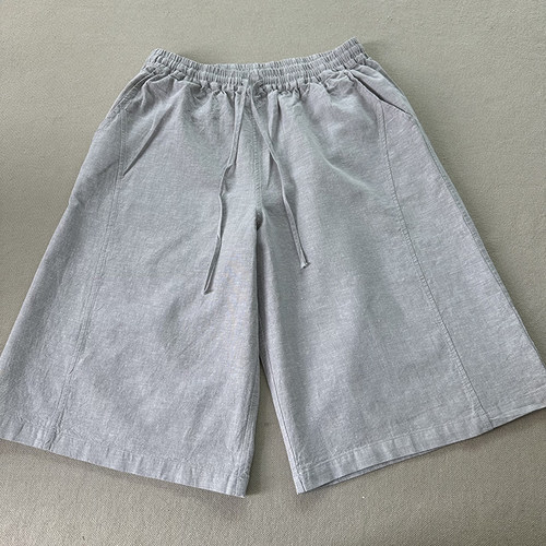 色织汉麻男款五分大短裤 砂洗柔软透气干爽