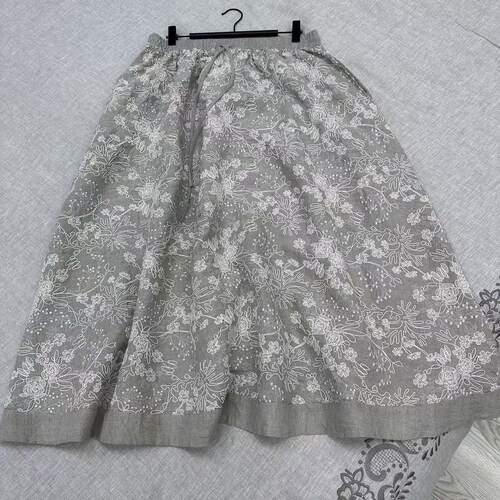 秋季新品，双雨露汉麻 重工刺绣半身裙 复古长裙 优雅复古时尚