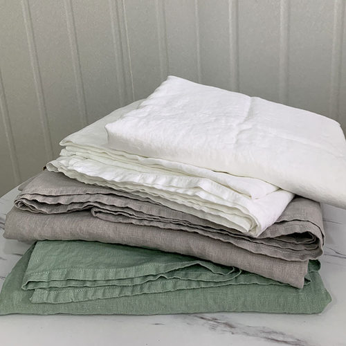 进口亚麻床单单件纯色水洗