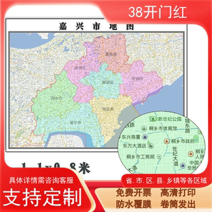 嘉兴市地图1.1m浙江省新款行政交通区域颜色划分高清贴图现货