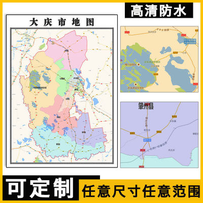 大庆市地图1.1米黑龙江省定制行政交通区域颜色划分高清贴图新款