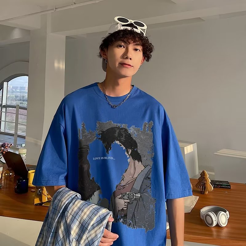 16QJ短袖T恤男ins美式街头嘻哈oversize潮流上衣服D宽松P35,男装T恤,星座308A-1（原309B-1）