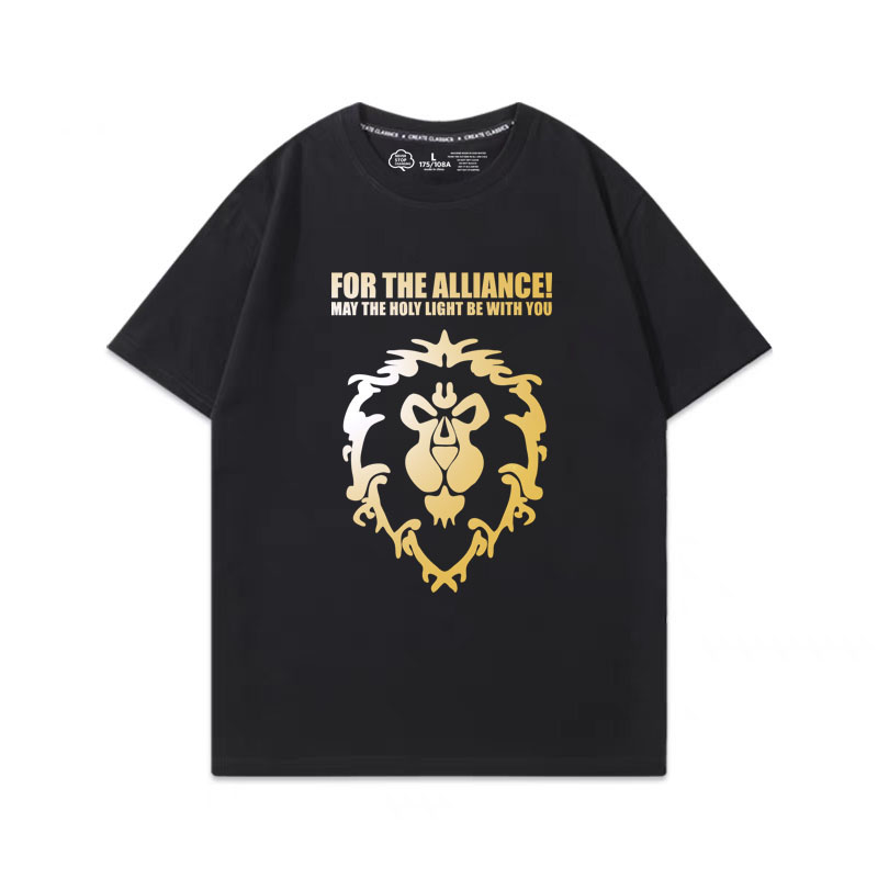 电影夏季短袖t恤男装纯棉魔兽 世界联盟标志衣服宽松大码半袖衫