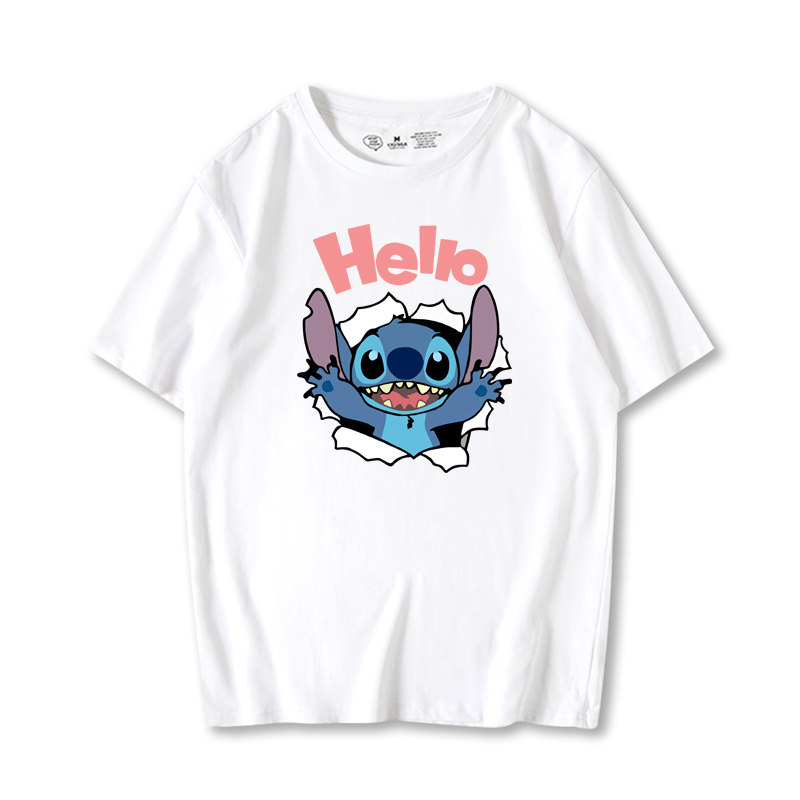 卡通迪士尼史迪仔 怪味少女男女同款情侣装t恤衫宽松ins短袖t恤