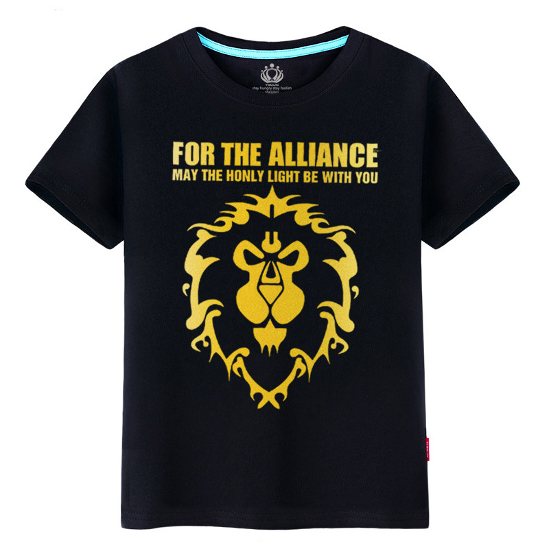 电影夏季短袖t恤男装纯棉魔兽 世界联盟标志衣服宽松大码半袖衫