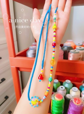 周家同款小红书琉璃编绳女项链