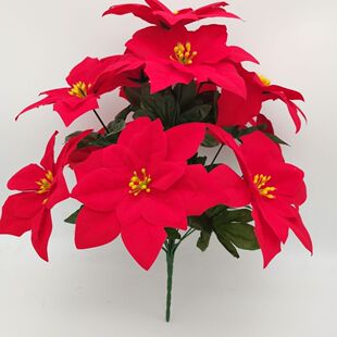 仿真花假花圣诞花一品红花盆栽四季仿真落地假花娟花大朵花束