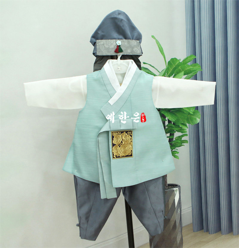 韩国进口面料男孩周岁韩服高档新款长版韩服儿童成人款YHE-TZ6299
