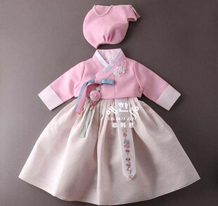 韩国进口面料公主生日韩服 高档韩服 儿童新款 TZ5302 演出韩服