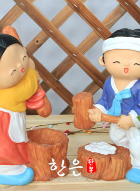 韩国进口树脂人偶/纯手工制作硬币存钱罐娃娃/一对价格/HE-WW1236