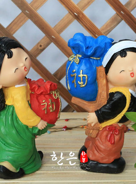 韩国进口树脂人偶/纯手工制作硬币存钱罐娃娃/一对价格/HE-WW1239
