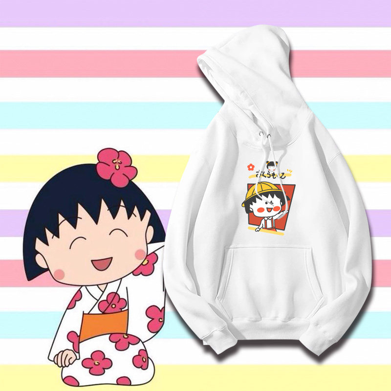 樱桃小丸子可爱风ins超火青少年闺蜜装保暖外套休闲连帽套头卫衣