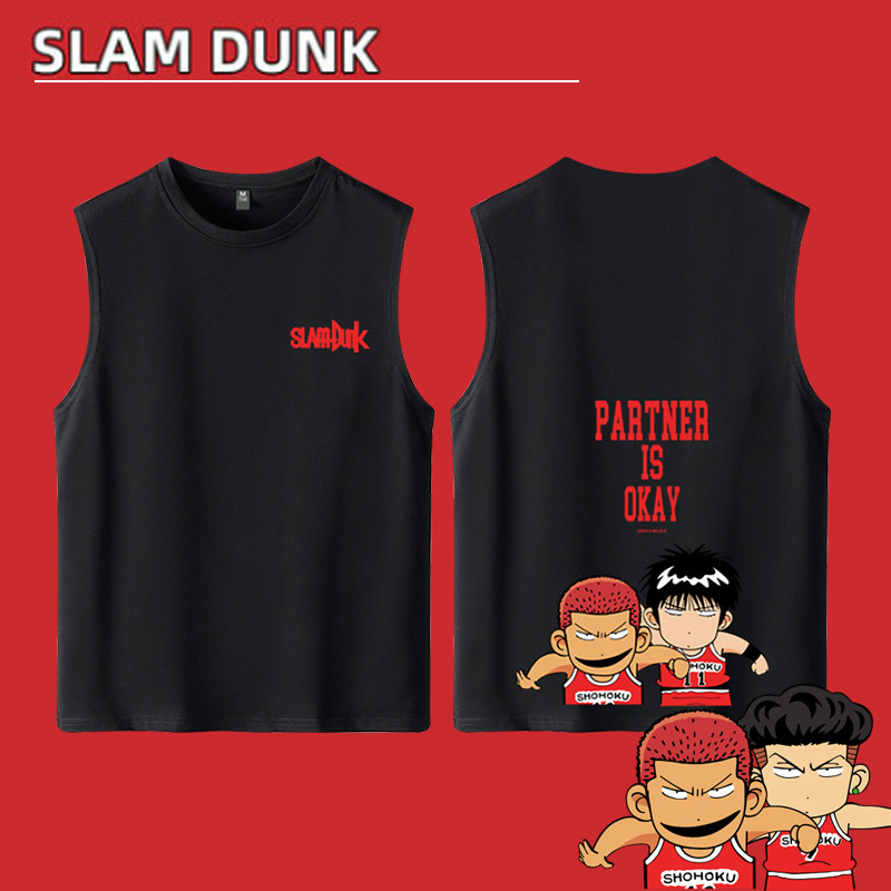 可定制灌篮高手日系卡通动漫运动纯棉无袖T恤衫樱木花道大码背心