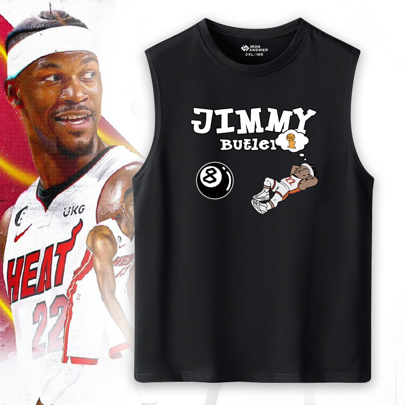 heat热火吉米巴特勒黑八奇迹纯棉运动宽松透气大码无袖t恤衫背心