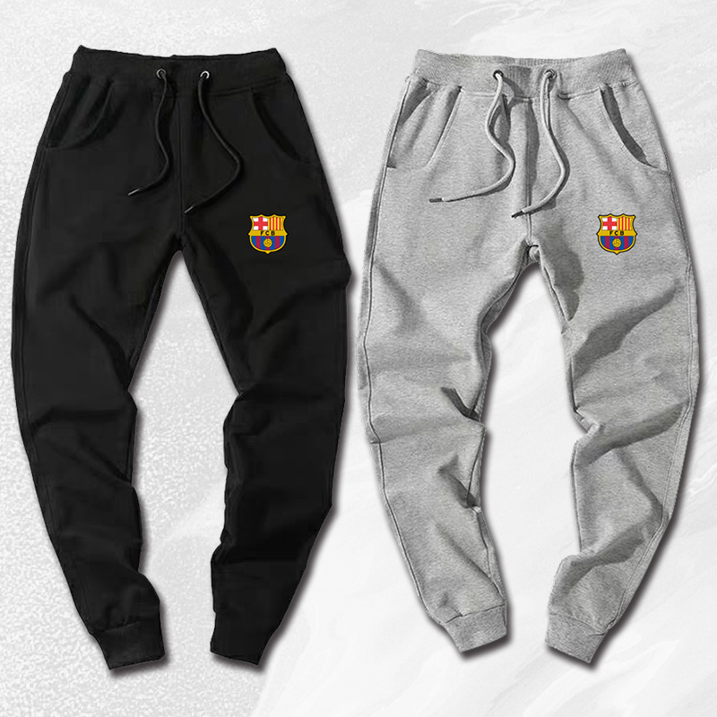 巴萨巴塞罗那足球运动训练可定制纯棉宽松透气保暖小脚束口长卫裤
