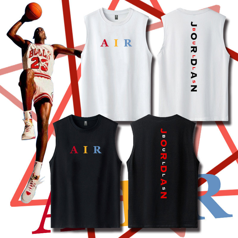公牛飞人air乔丹篮球运动纯棉无袖t恤男夏季大码透气健身慢跑背心