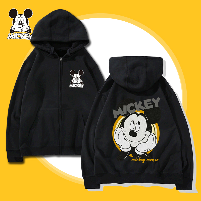 可定制迪士尼卡通情侣装运动保暖外套米老鼠米奇米妮连帽开衫卫衣