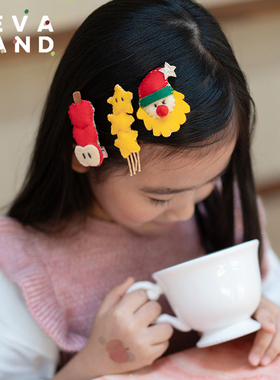 乐畈Levaland圣诞节可爱毛毡发夹儿童发饰原创立体卡通发圈手工