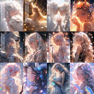 满钻客厅卧室高颜值贴钻画十字绣 甜美少女十二星座钻石画2023新款