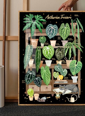 ins风清新绿植钻石画满钻手工贴艺术创意砖石绣十字绣水钻装饰画